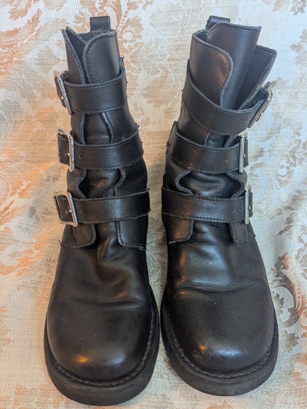 Harley Davidson Motorcycle Black Leather Multi Strap Buckle Square Toe Boots 6.5 - Picture 5 of 10